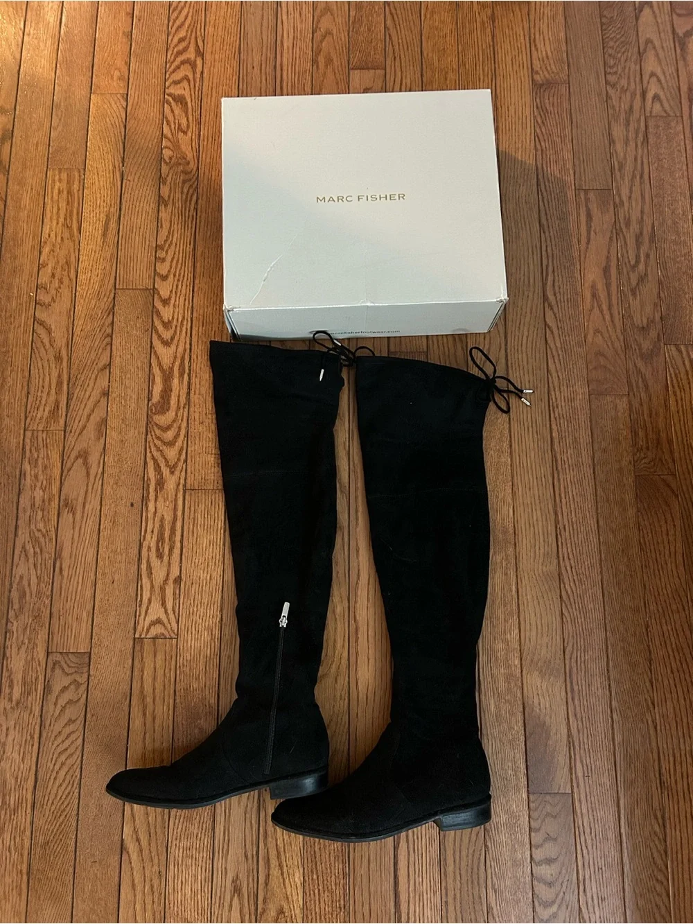 Marc Fisher Humor 2 over the knee, rounded toe, and rear tie detail size 8